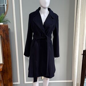 Kate Kasin - Elegant Black Belted Coat - Size M